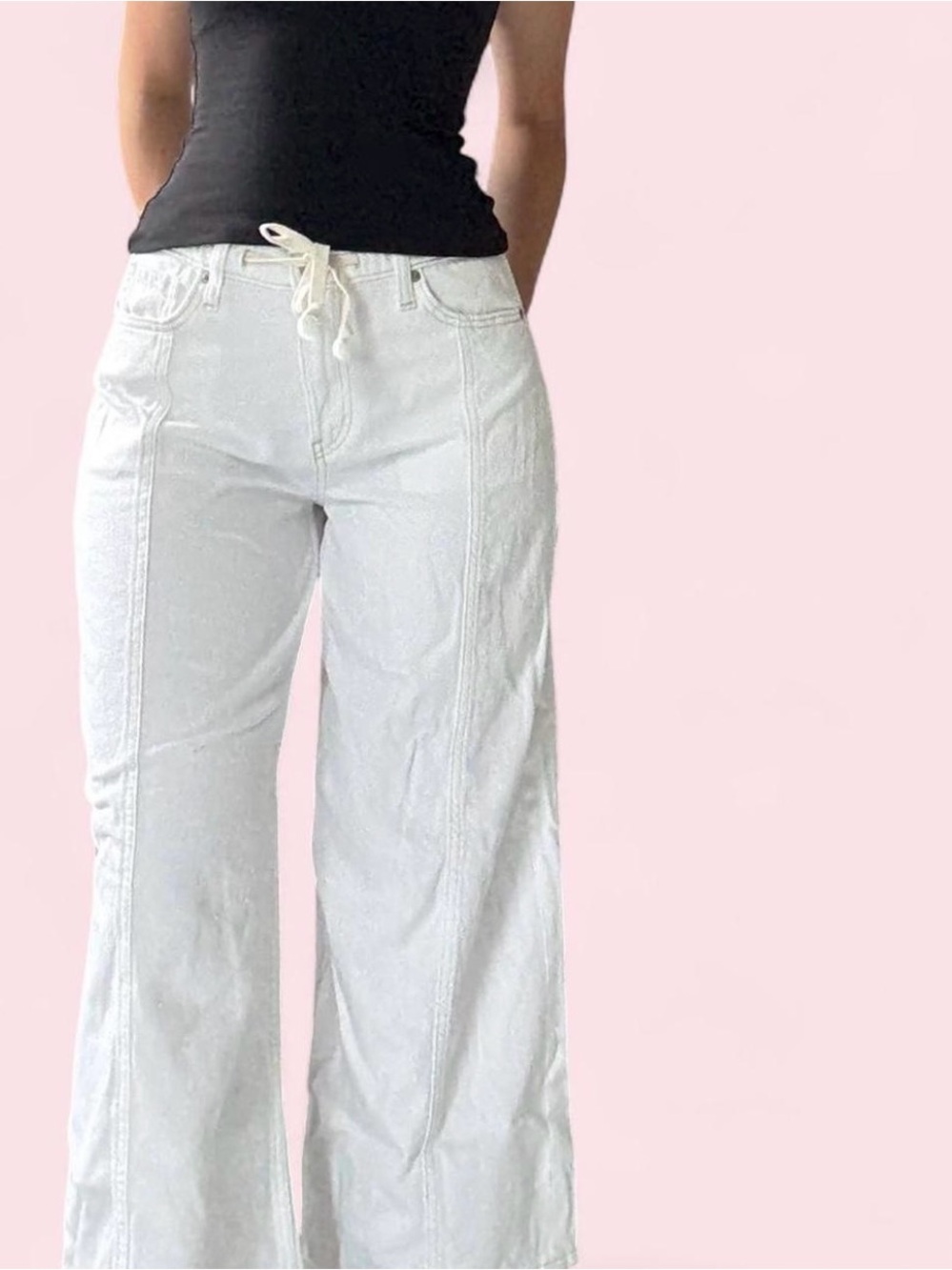 Gap baggy White Wide-Leg Drawstring Pants